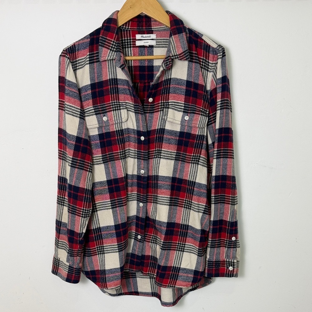 Madewell womens Classic Flannel Ex-boyfriend button down shirt size medium - Picture 4 of 8